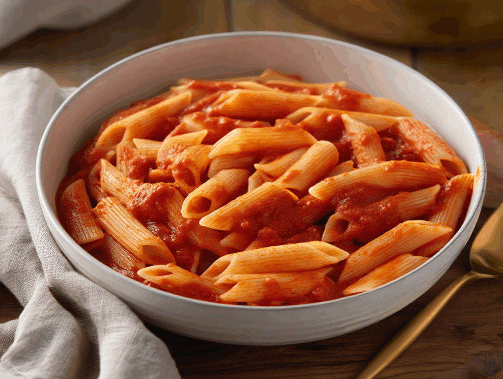 Macarrones veganos con tomate