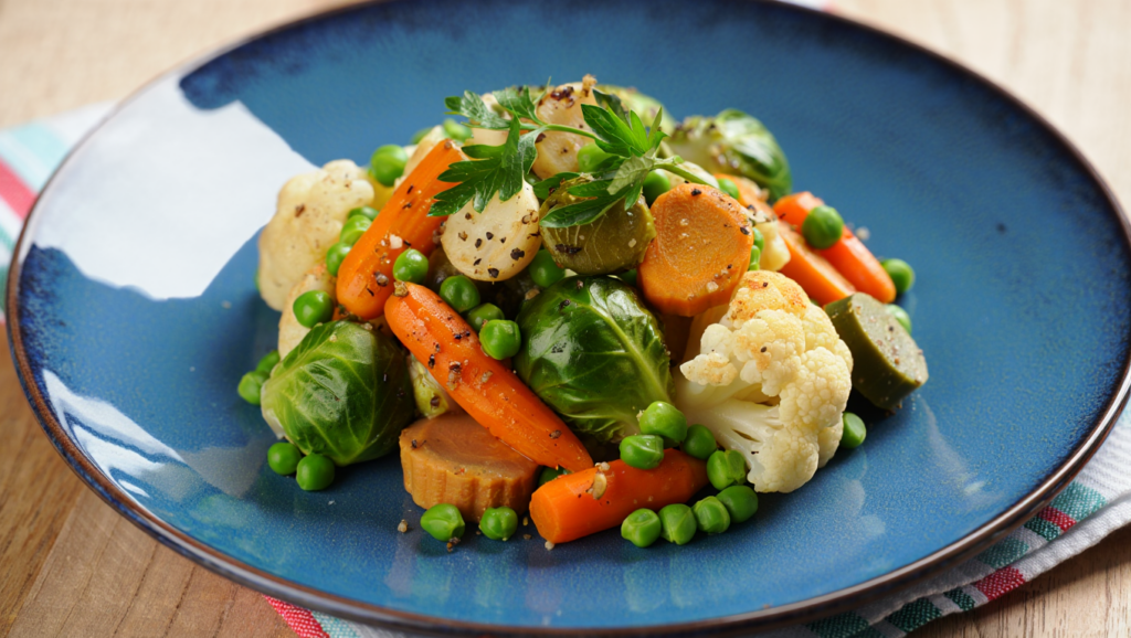 Menestra de verduras salteada con ajo y perejil