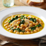 Comida a domicilio - Potaje de garbanzos con bacalao y acelgas
