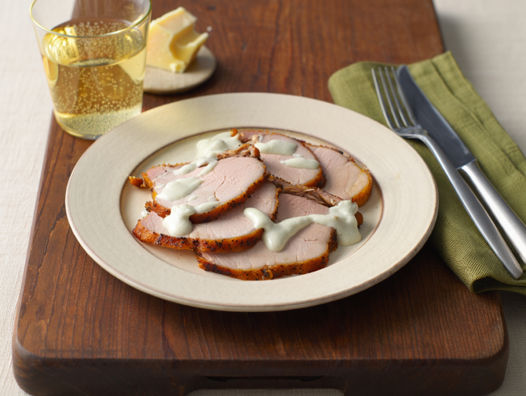 Lomo asado con salsa de queso Ulloa y sidra