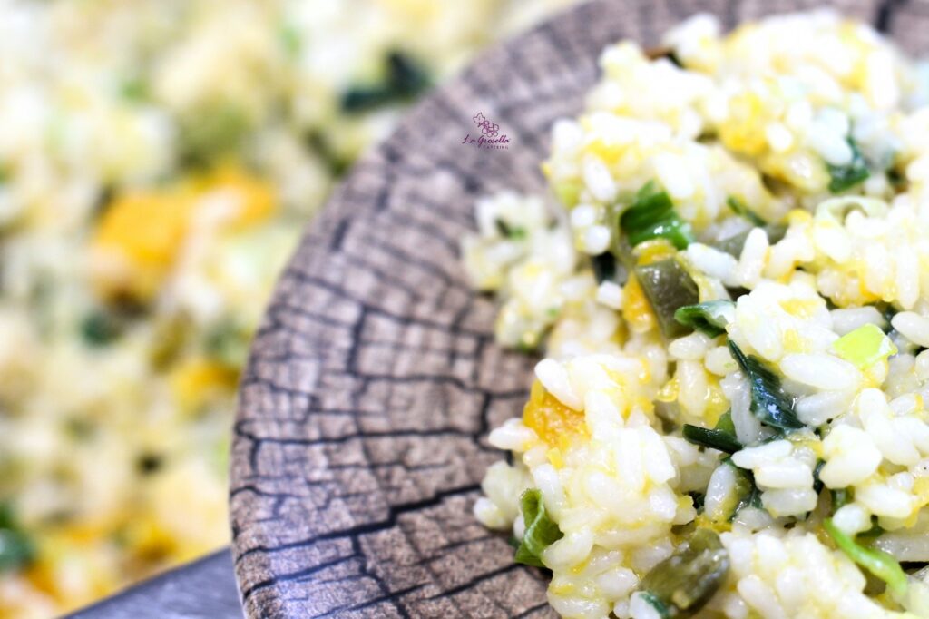 Arroz meloso con calabaza y calsots