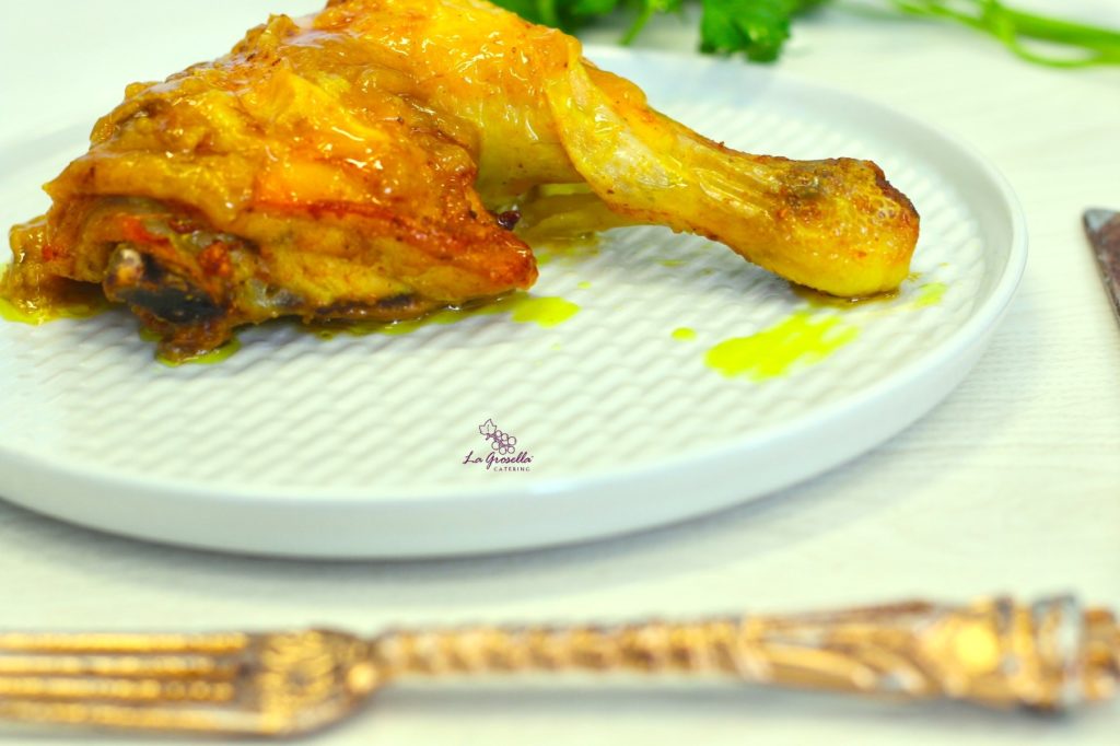 Muslos de pollo asados al curry