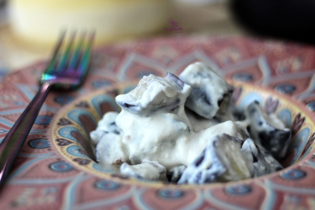 Berenjena con salsa de queso ulloa