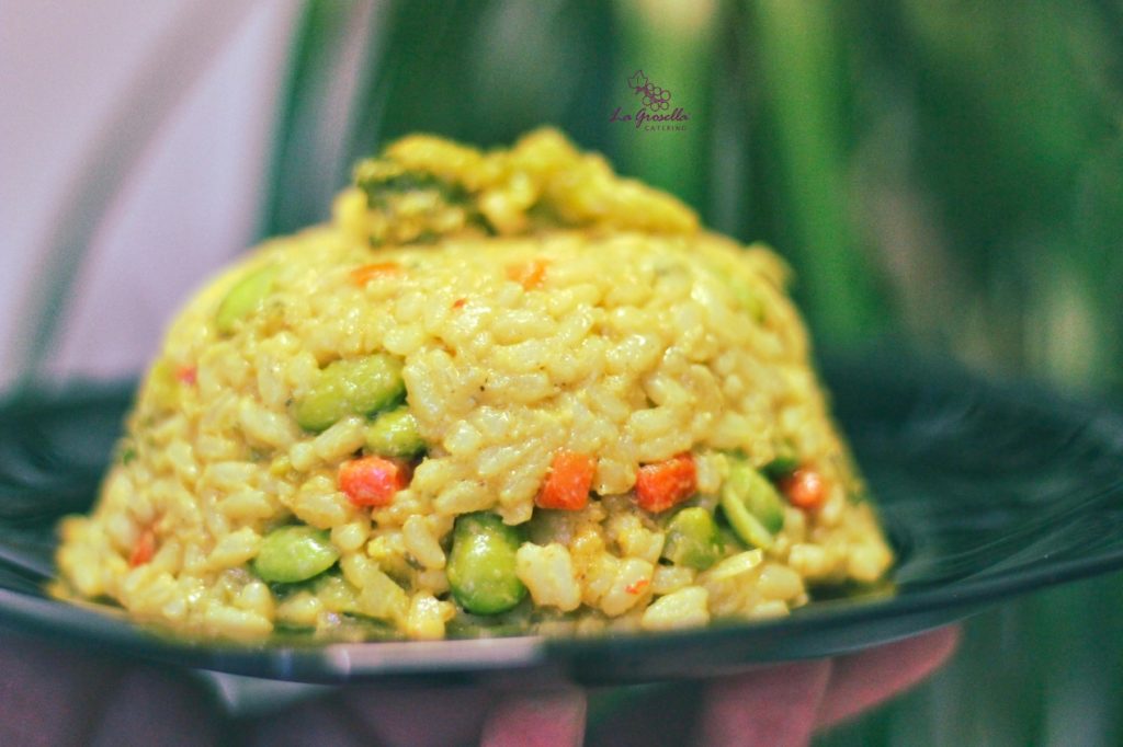 Arroz meloso con verduras indias y leche de coco