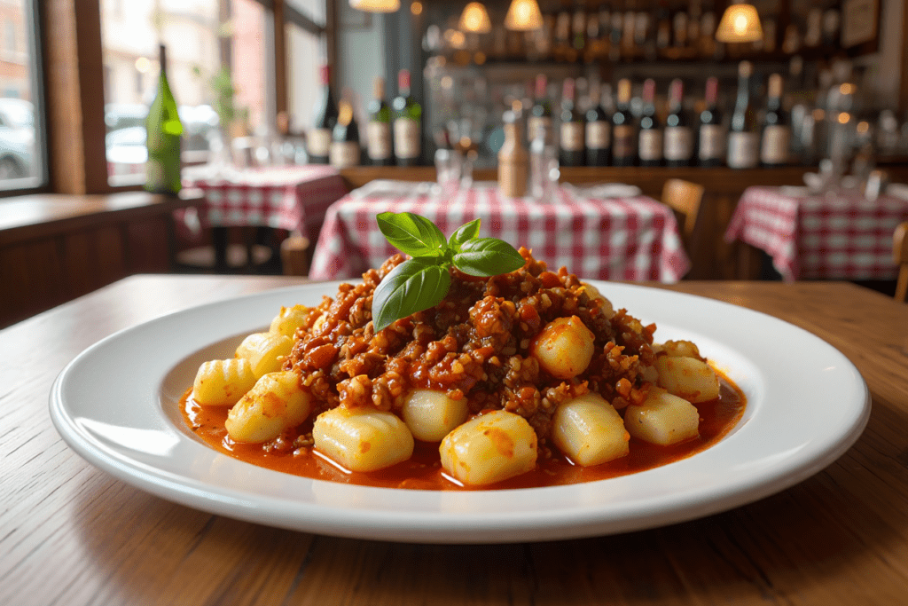 Ñoquis con ragú de ternera