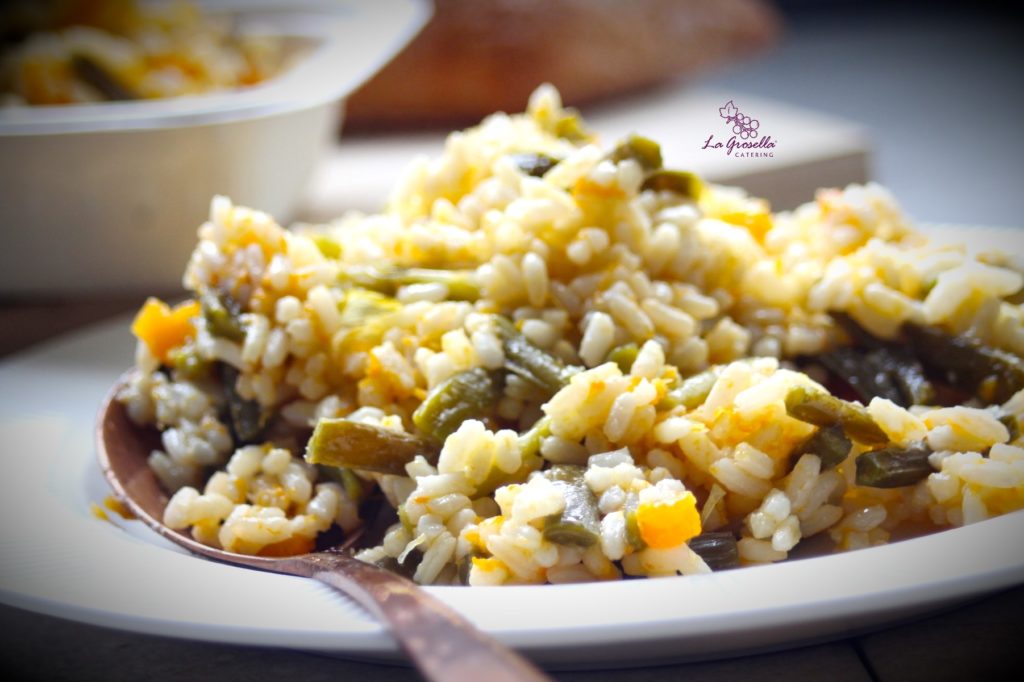 Arroz con magro y verduras