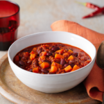 Comida a domicilio - Chili vegano de alubias pintas y soja texturizada