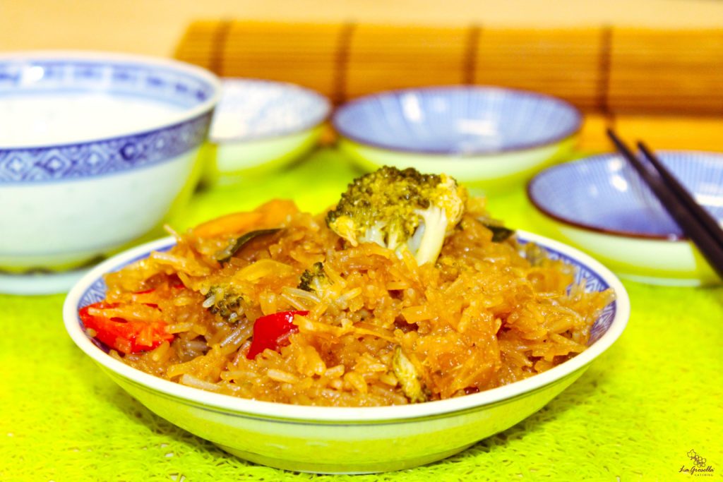 Fideos de cristal con verduras