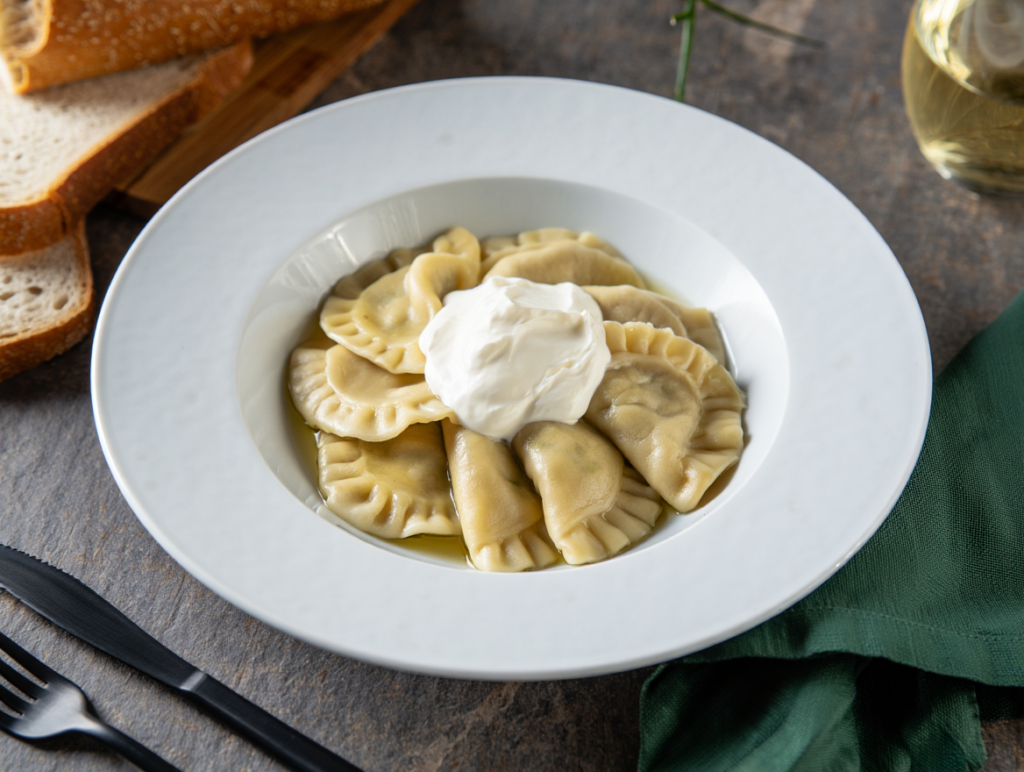 Raviolis de chucrut y setas