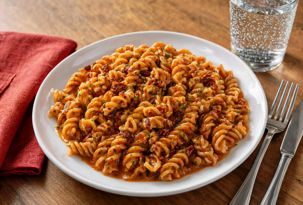 Pasta espiral con salsa calabrese