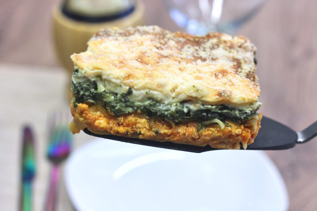 Lasaña de espinacas y pollo