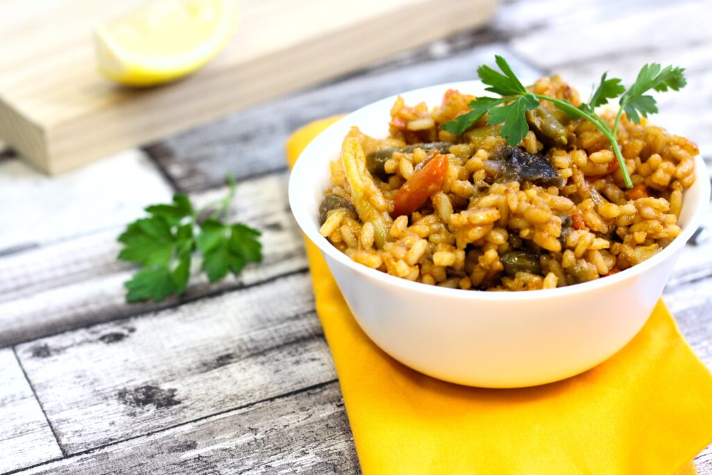 Arroz vegano con verduras