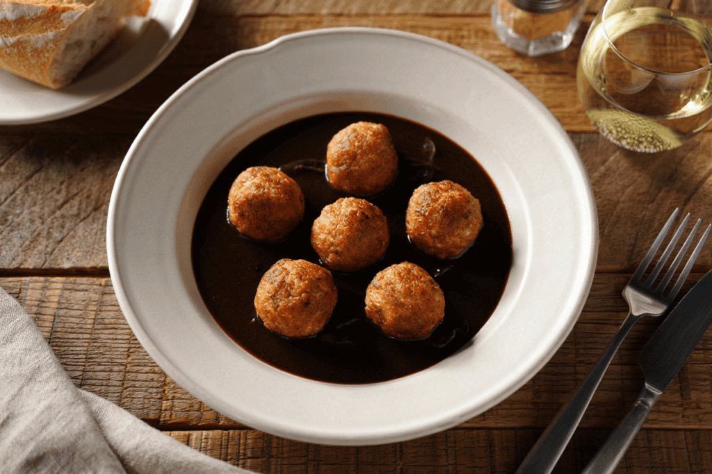 Albóndigas de atún con salsa de cebolla