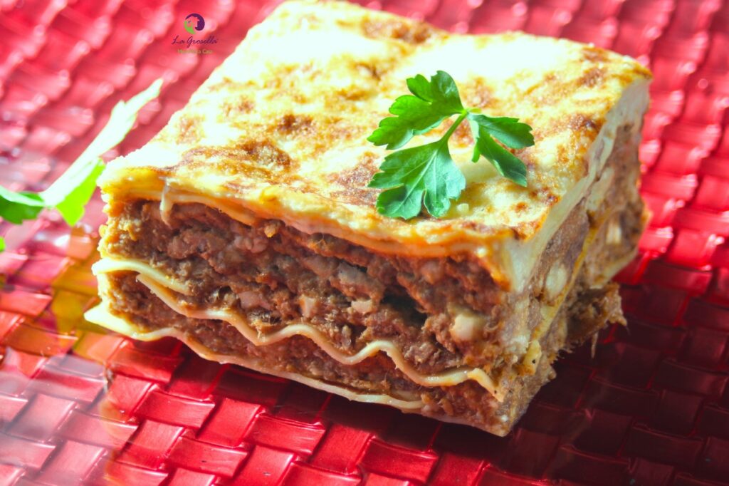 Lasaña de rabo de vaca