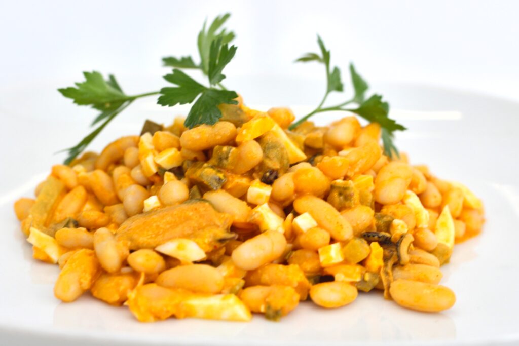 Ensalada de alubias con mejillones