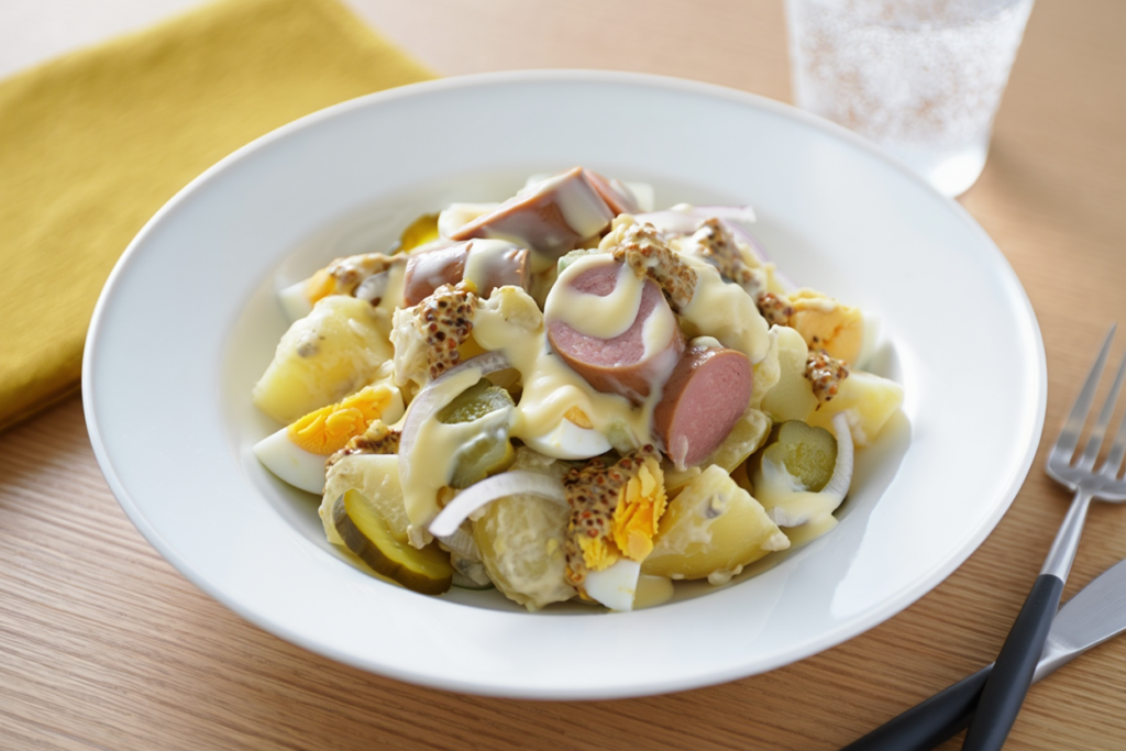 Ensaladilla alemana con salchicha ahumada