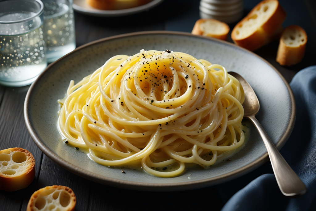 Espaguetis «cacio e pepe»
