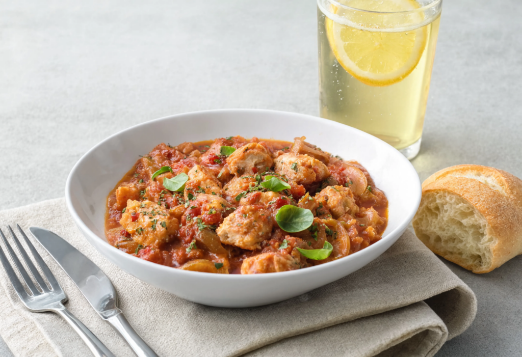 Ragú de pollo con salsa de tomate
