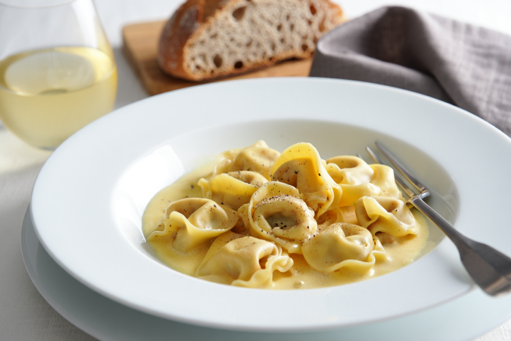 Tortellini de carne con salsa Ulloa