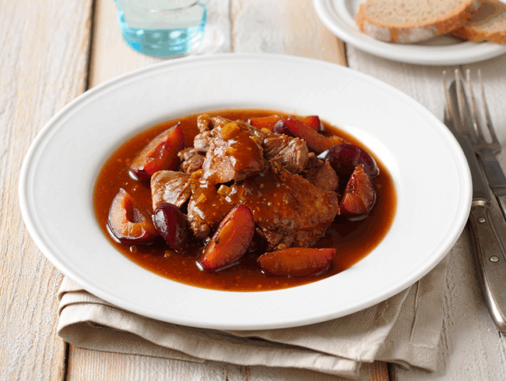 Cerdo guisado con ciruelas