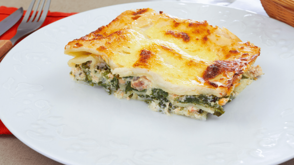 Lasaña de espinacas con salmón