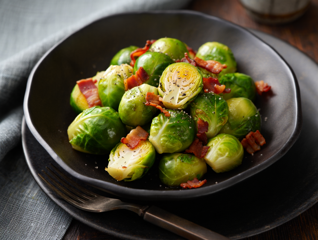 Coles de Bruselas con bacon