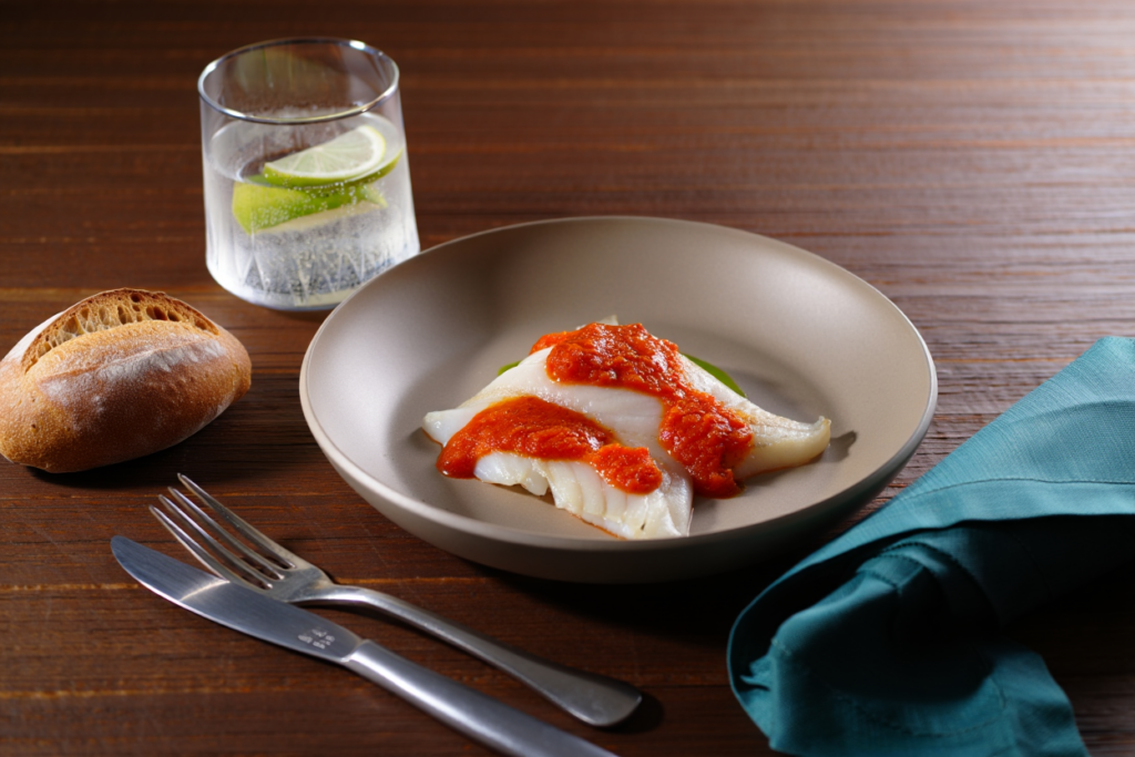 Corvina con salsa de tomate y perejil