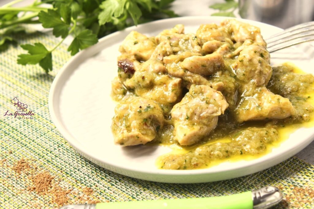 Ragú de pollo al cilantro y lima