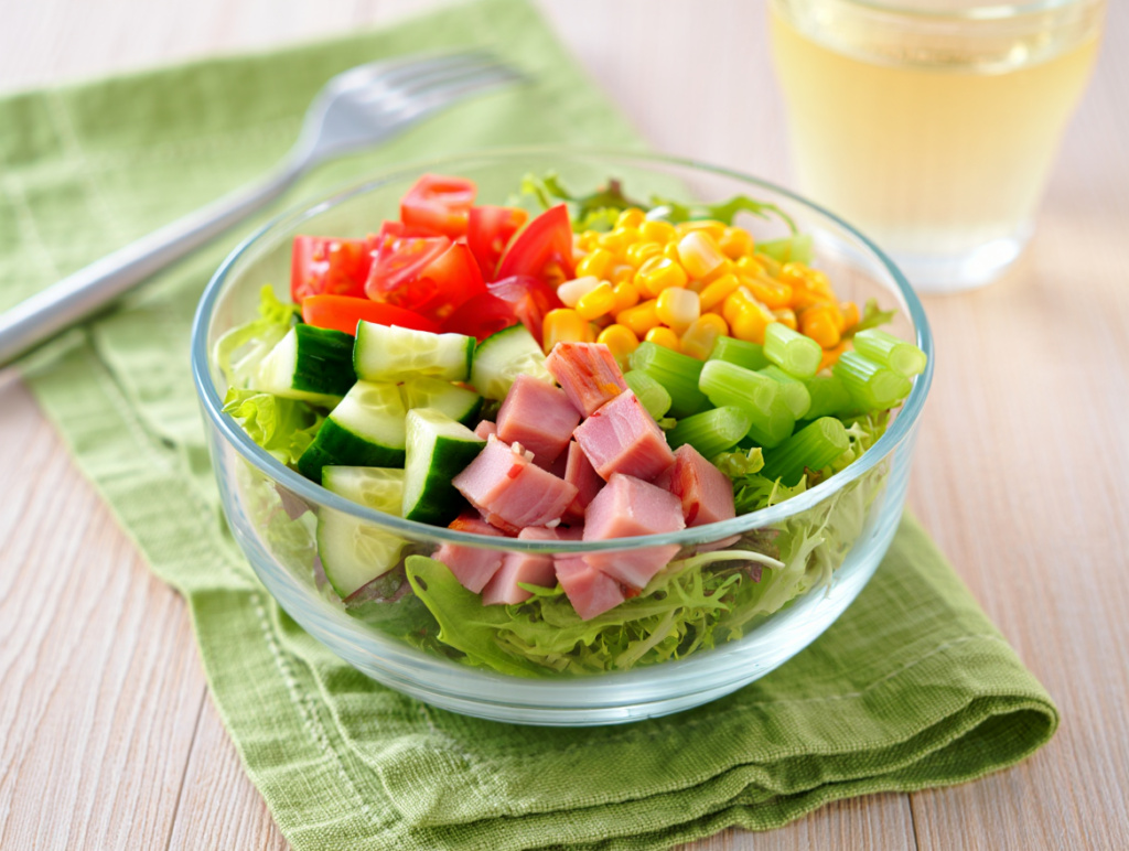 Ensalada verde con pavo y pepino