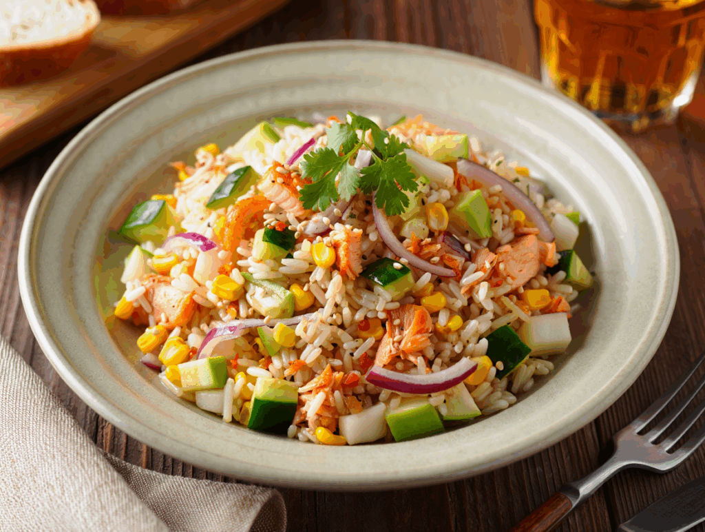 Ensalada de arroz con salmón