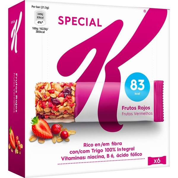 Barrita frutos rojos de copos de trigo integral y cereales