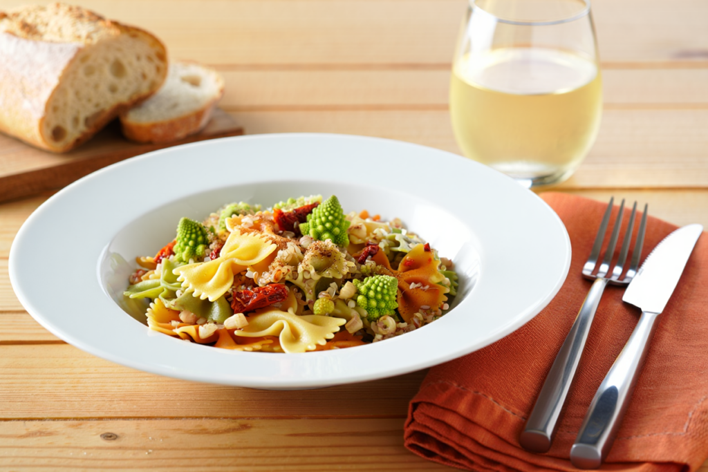 Ensalada de pasta con lacón y brócoli