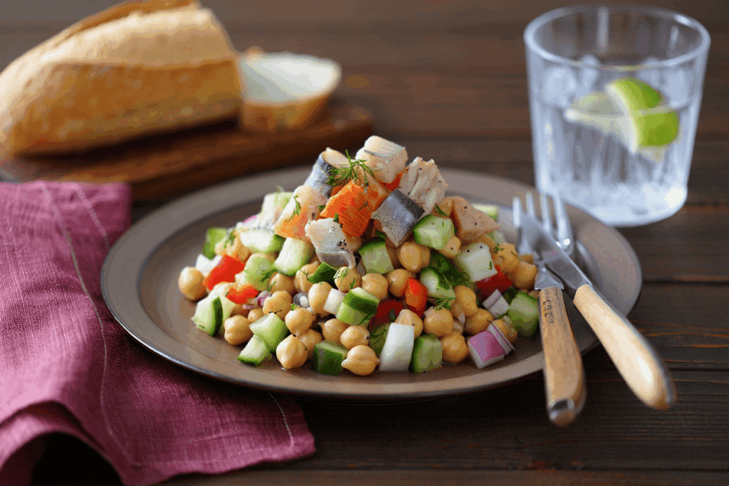 Ensalada de garbanzos con mix de ahumados