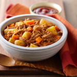 Comida a domicilio - Patatas guisadas con pulled pork