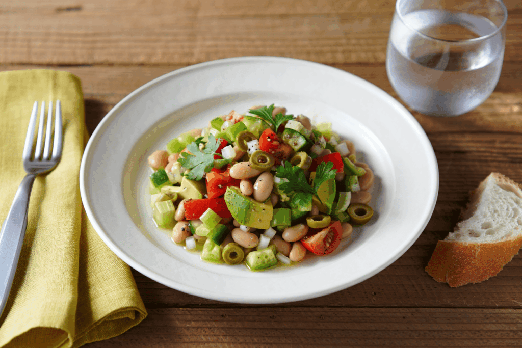 Ensalada campestre de alubias y aguacate