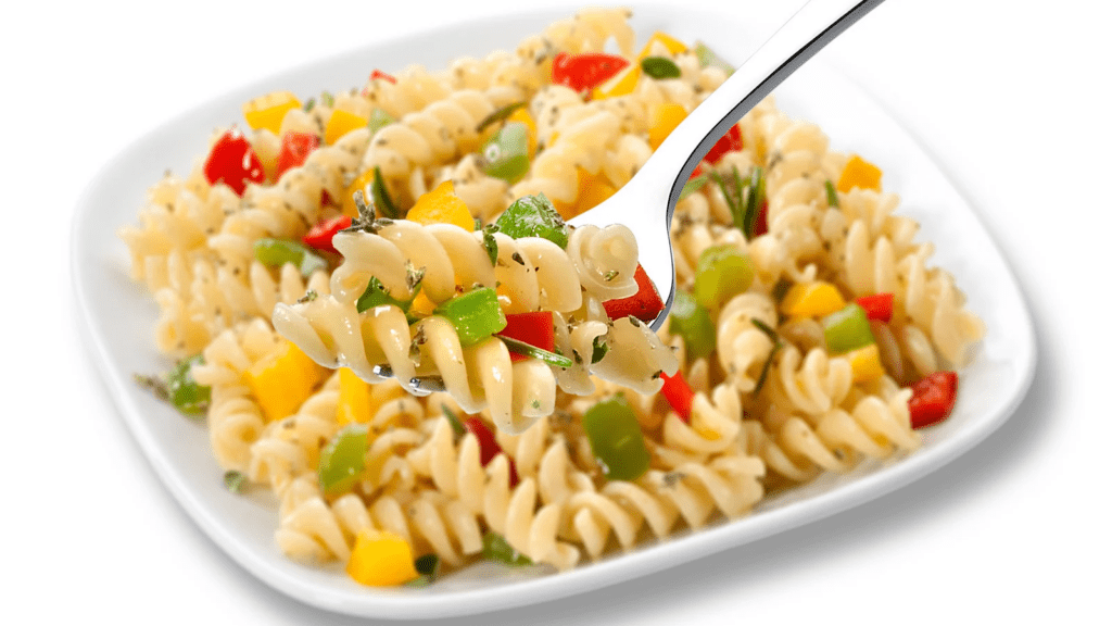 Ensalada de pasta con pollo y queso latino