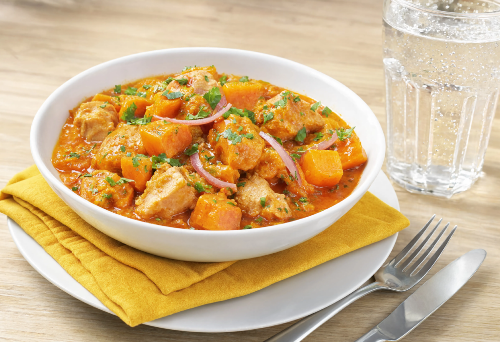Estofado de pavo con calabaza y punto picante