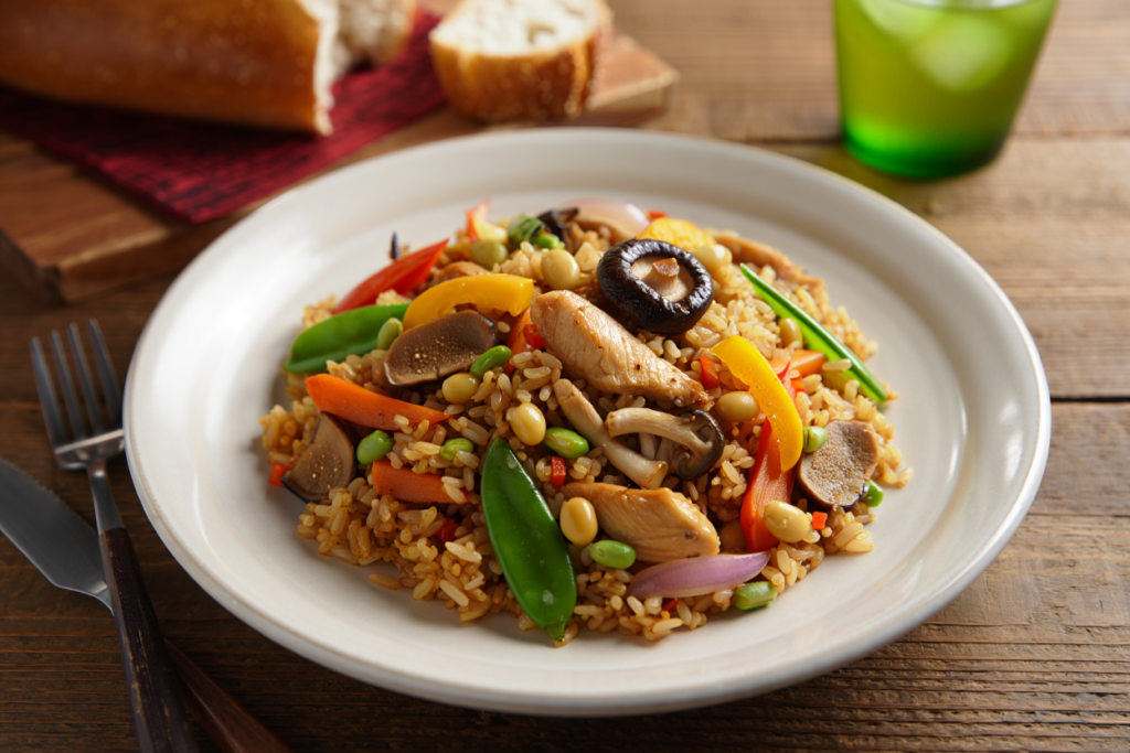Arroz asiatico con pollo