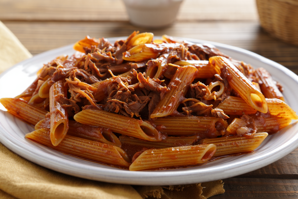Macarrones con salsa de rabo de vaca
