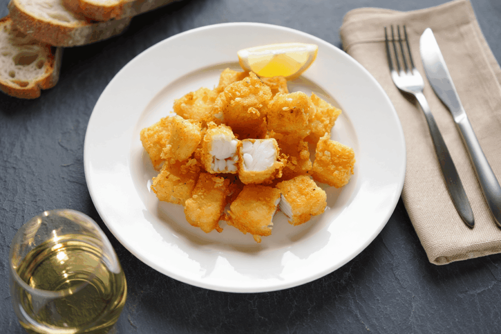 Dados de bacalao rebozados