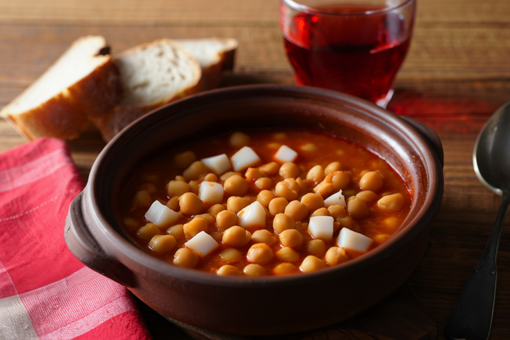 Potaje de garbanzos con pota