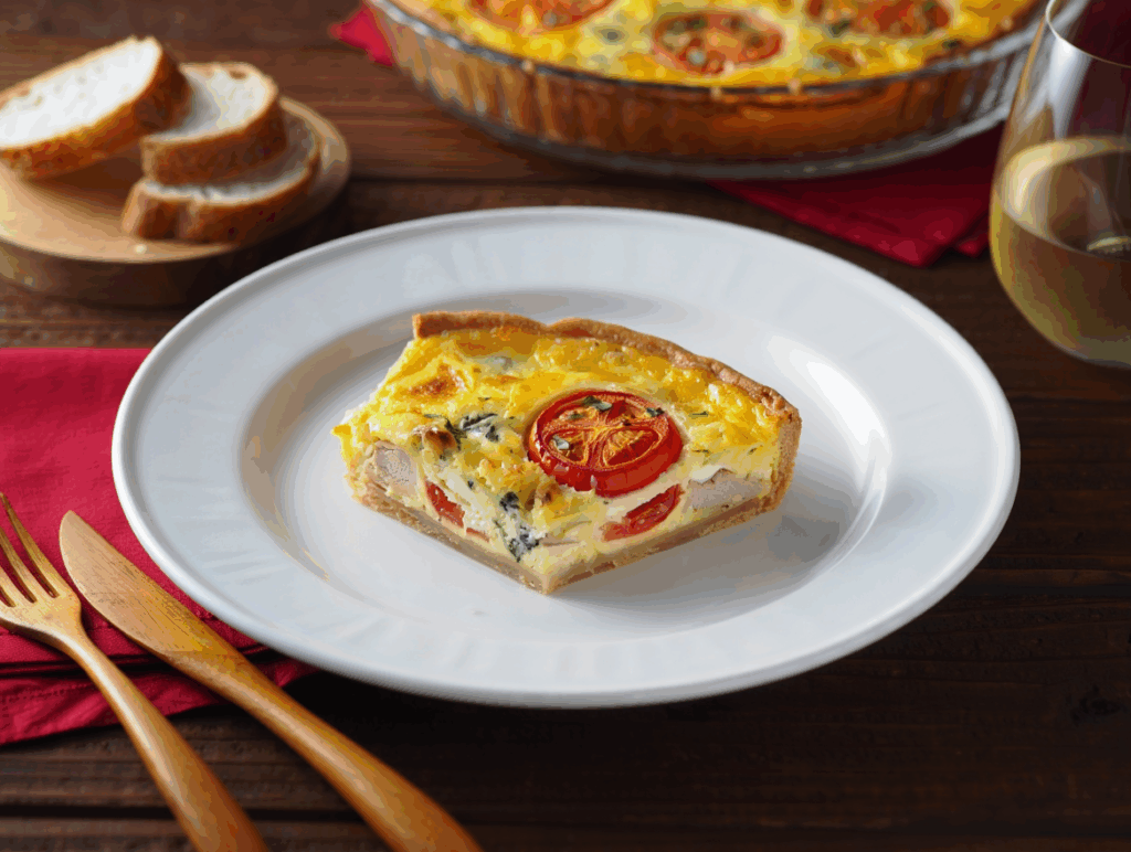 Quiche con pavo, tomate natural y gorgonzola