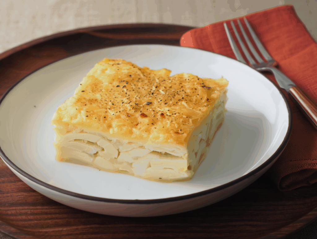 Coliflor gratinada con salsa carbonara