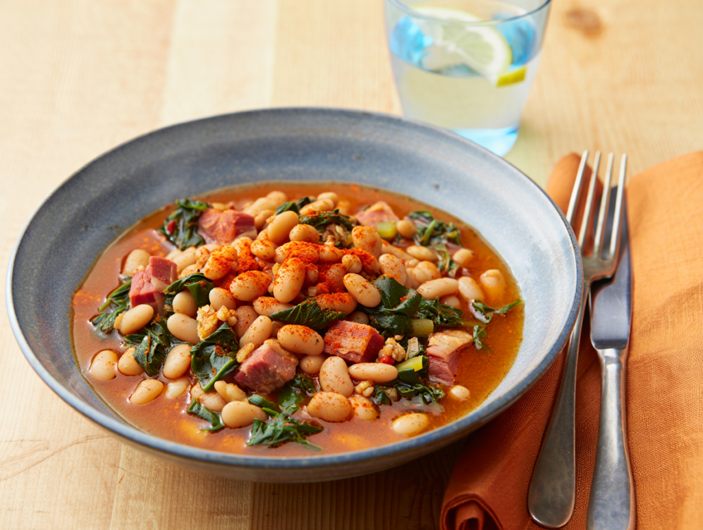 Potaje de alubias rojas con chorizo y berza