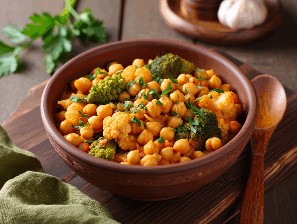 Garbanzos con tres coles