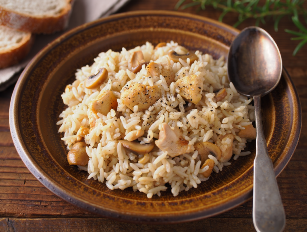 Arroz con pollo y setas