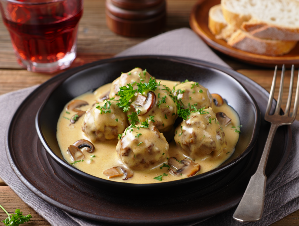 Albóndigas suecas con salsa de setas