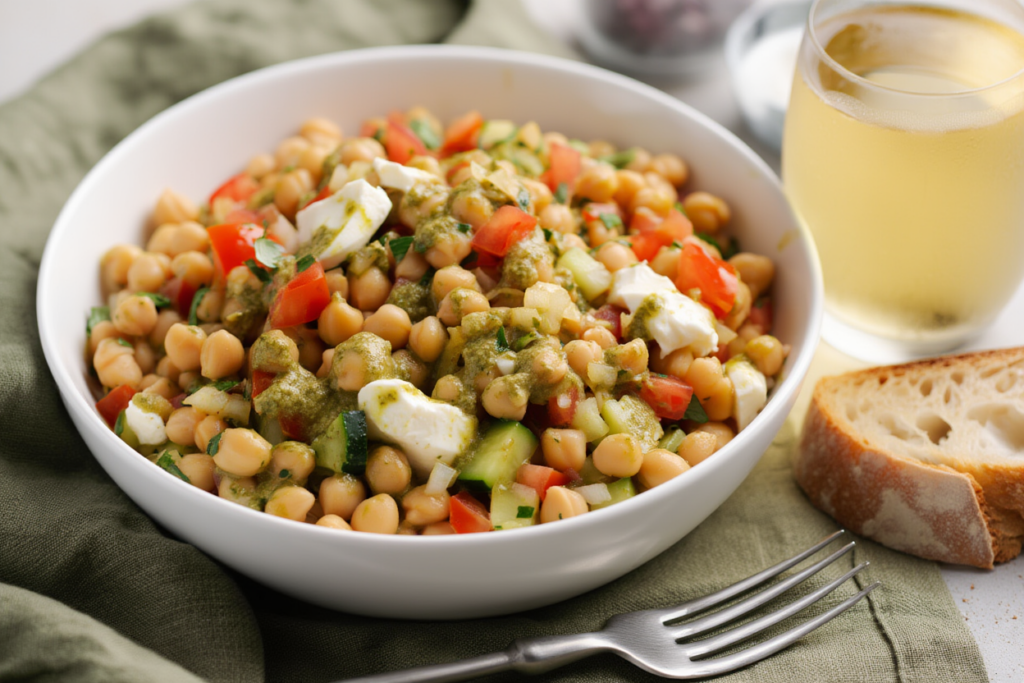 Ensalada de garbanzos con mozzarella fresca de buffala