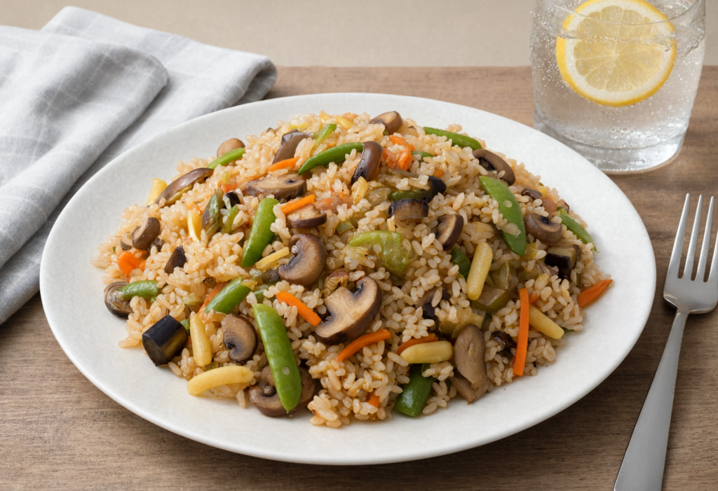 Arroz oriental con setas