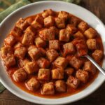 Comida a domicilio - Seitán con asadillo manchego
